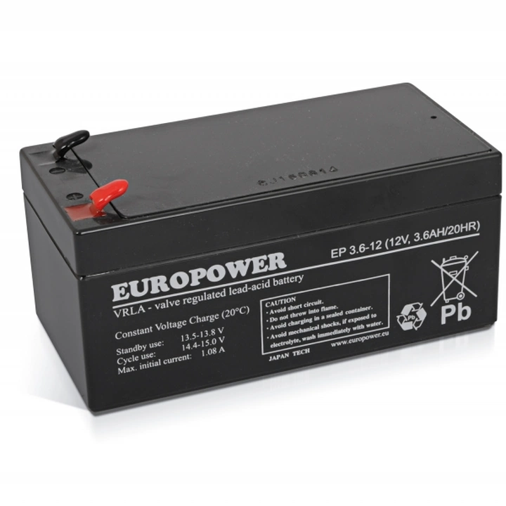 Akumulator EP 3,6-12 EUROPOWER 12V 3.6AH