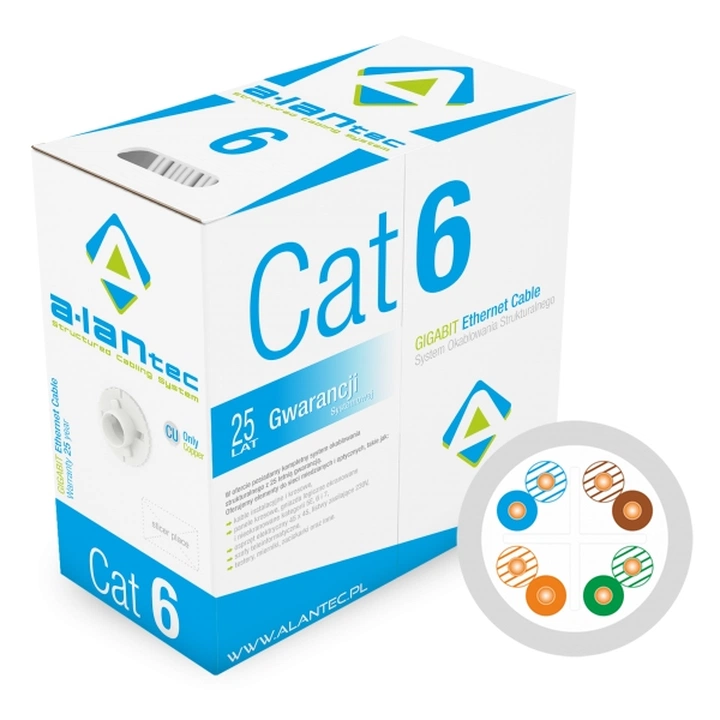 Kabel UTP KIU6PVC305 ALANTEC kat. 6 PVC 305m szary