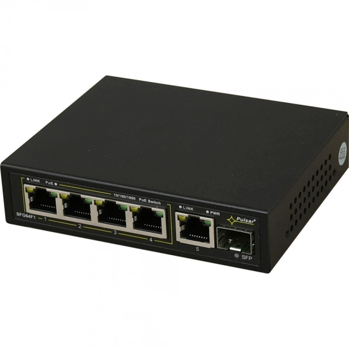 SFG64F1 PULSAR Switch PoE 6-portowy Gigabit, 4x PoE, SFP