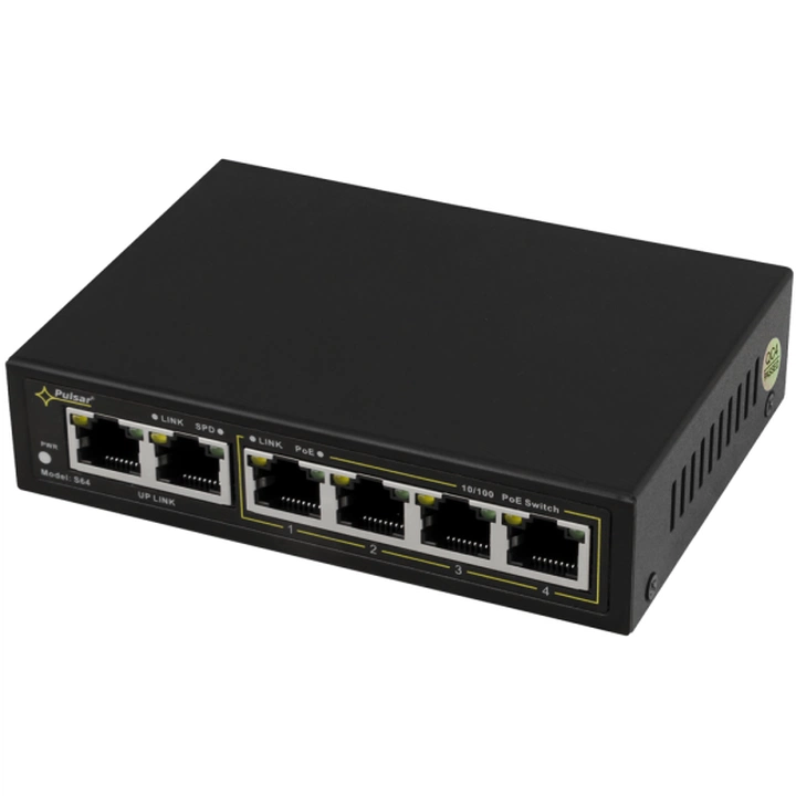 SG64 PULSAR Switch 6-portowy Gigabit Ethernet, 4 porty PoE