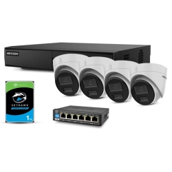 H07 Zestaw monitoringu IP HIKVISION 4 kamery kopułowe ColorVu 4Mpx