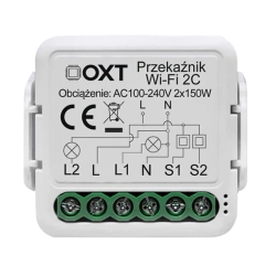 T222 OXT Przekaźnik 2 obwody, moduł TUYA, Wi-Fi