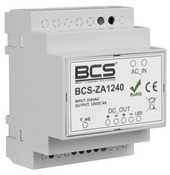 BCS-ZA1240 BCS Zasilacz impulsowy DIN, 12V DC, 4A