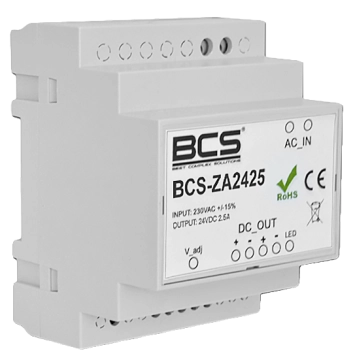 BCS-ZA2425 BCS Zasilacz 24V DC dedykowany do zasilania switcha PoE