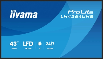LH4364UHS-B1AG Monitor IIYAMA 43 cale 4K do pracy ciągłej 24/7 6.5ms 500cd