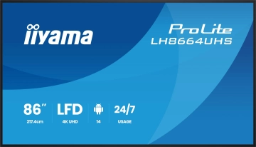 LH8664UHS-B3AG Monitor IIYAMA 86 cali 4K do pracy ciągłej 24/7 8ms 450cd 