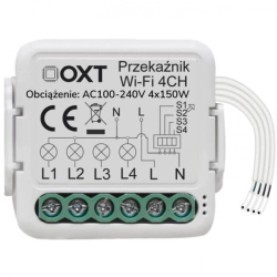 T224 OXT Przekaźnik 4 obwody, moduł TUYA, WiFi