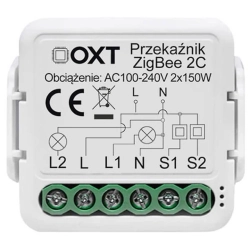 T262 OXT Przekaźnik 2 obwody, moduł TUYA, ZigBee