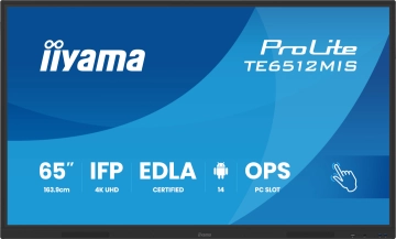 TE6512MIS-B4AG IIYAMA Monitor interaktywny dotykowy 4K UHD 65 cali IPS VA DLED Android 11 EDLA