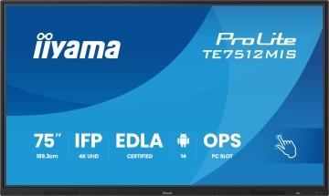 TE7512MIS-B4AG IIYAMA Monitor interaktywny dotykowy 4K UHD 75 cali VA DLED Android 11 EDLA