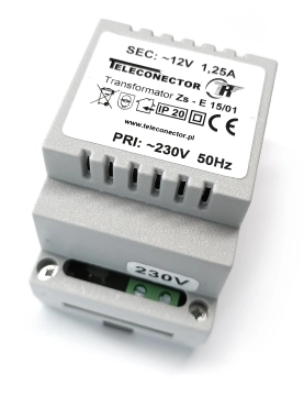 ZSE 15/01 TELECONECTOR Transformator 230V/12V AC 1,25A