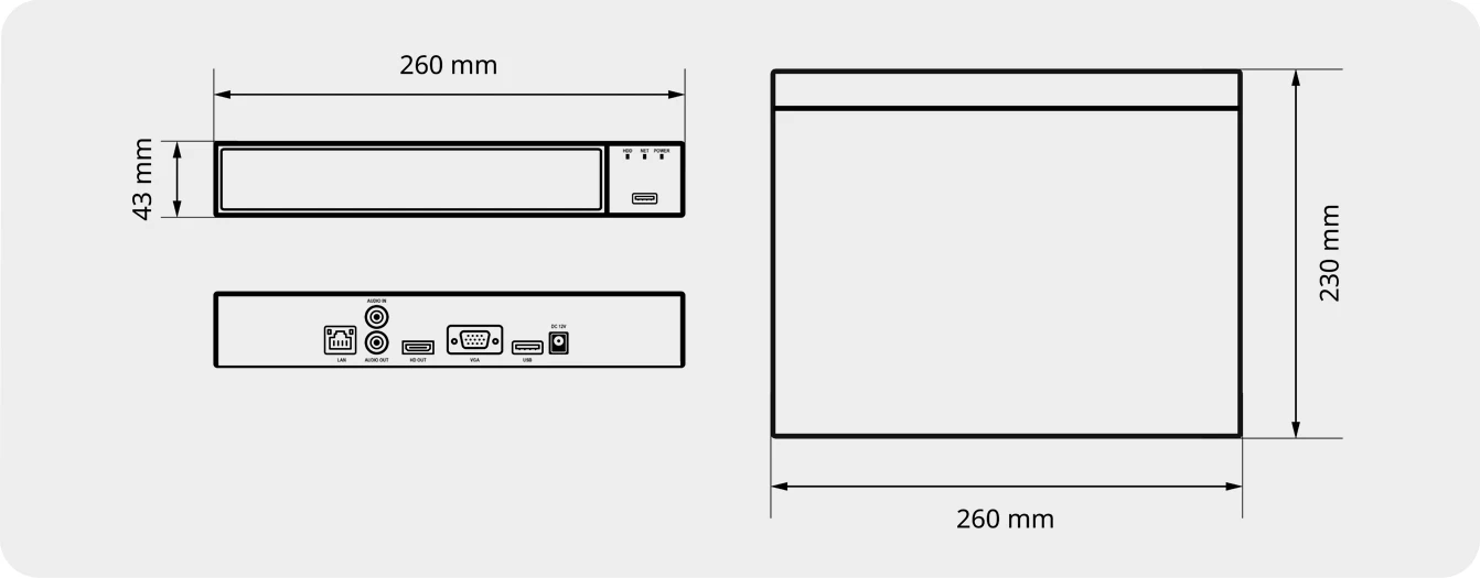 Wymiary rejestratora EVX-NVR1601-4K-Ai