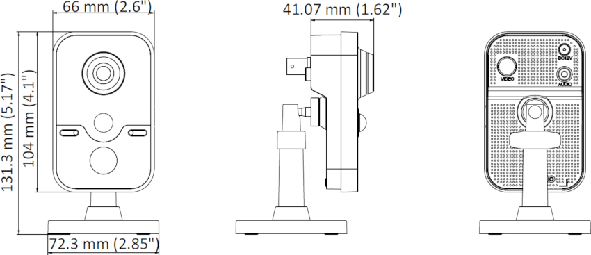 Wymiary kamery Cube DS-2CE38D8T-PIR HIKVISION