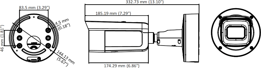 Wymiary kamery HIKVISION DS-2CD2643G0-IZS