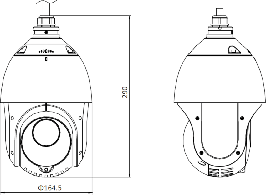 Wymiary kamery PTZ HIKVISION DS-2DE4425IW-DE