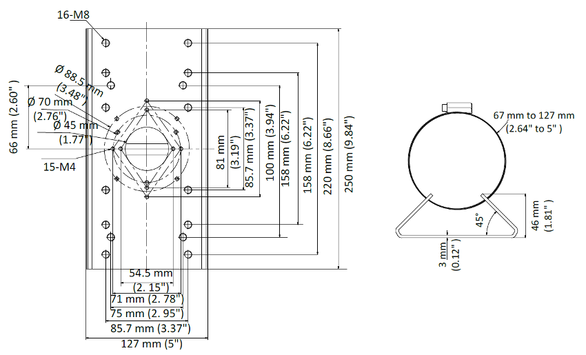 HIKVISION DS-1275ZJ-SUS - wymiary