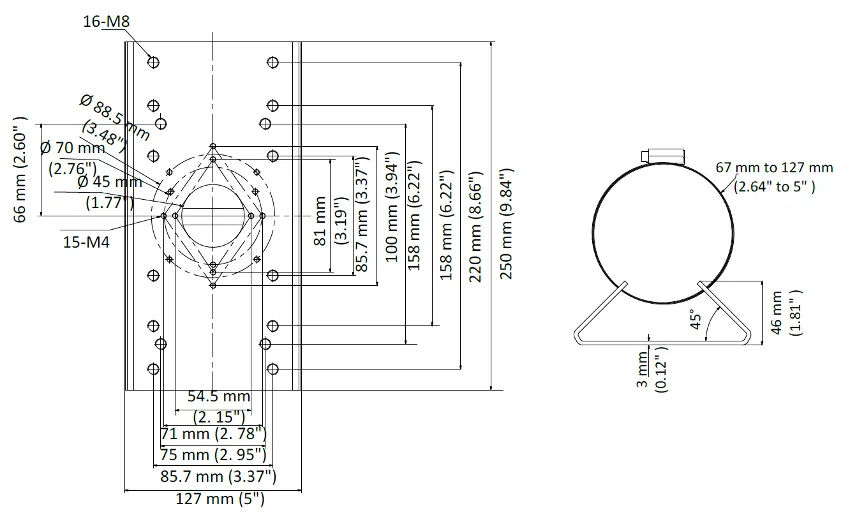 HIKVISION DS-1275ZJ-SUS - wymiary HIKVISION DS-1275ZJ-SUS - wymiary