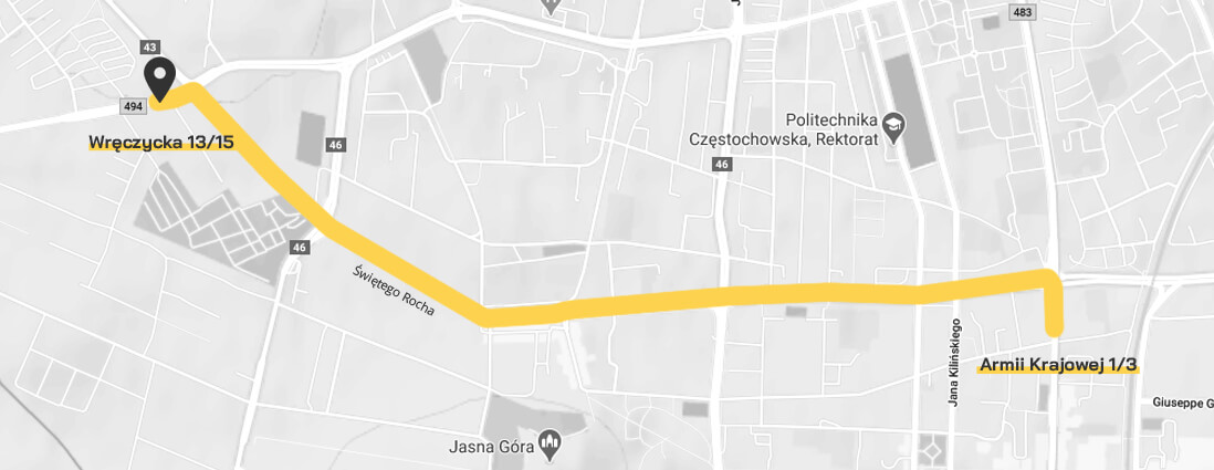 Mapa Fonex, ul. Wręczycka 13/15 Częstochowa