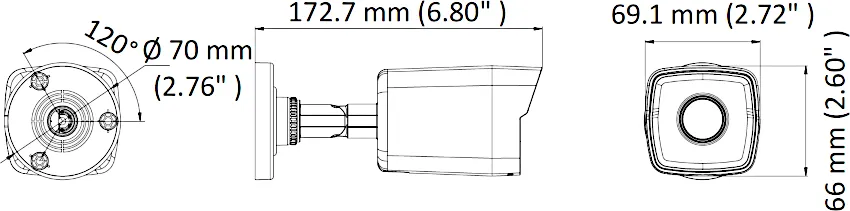Wymiary kamery kopułowej DS-2CD1043G0-I HIKVISION