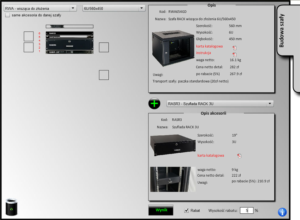  Program Konfi-RACK - konfigurator sprzętowo-cenowy szaf RACK-owych