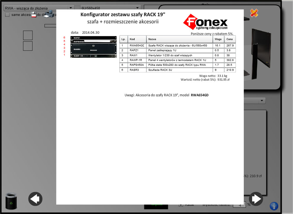 Program Konfi-RACK - konfigurator zestawu