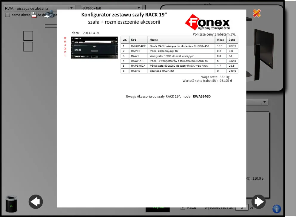 Program Konfi-RACK - konfigurator zestawu