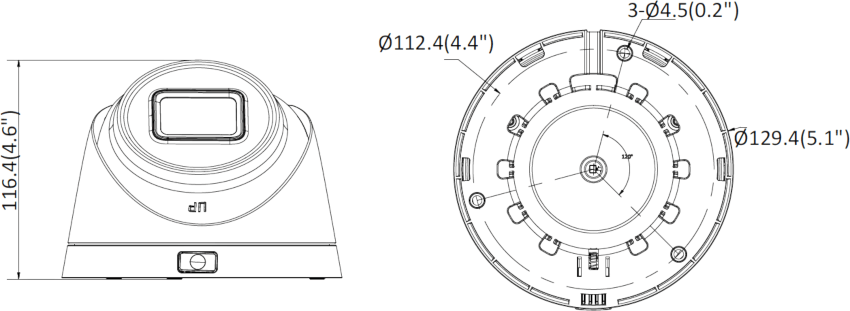 Wymiary kamery HIKVISION DS-2CD1H43G0-IZ