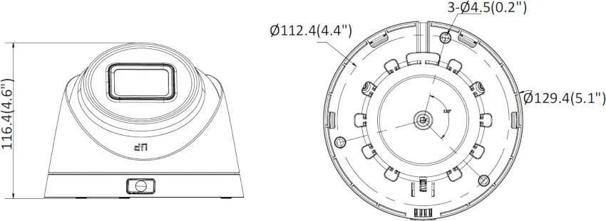 Wymiary kamery HIKVISION DS-2CD1H43G0-IZ