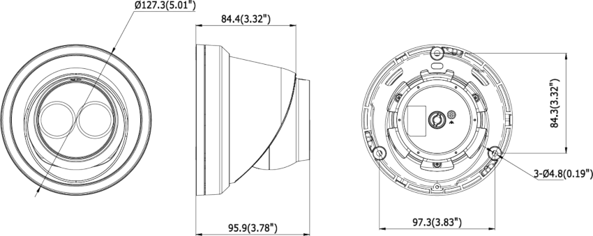 Wymiary kamery HIKVISION DS-2CD2325FWD-I