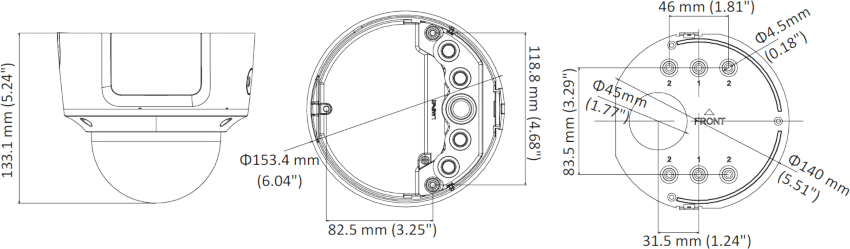 Wymiary kamery HIKVISION DS-2CD2723G0-IZS