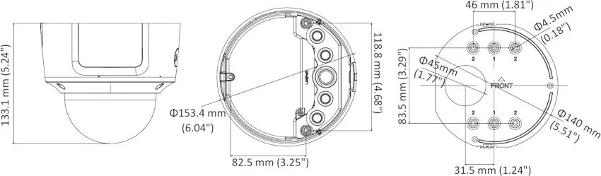 Wymiary kamery HIKVISION DS-2CD2743G0-IZS
