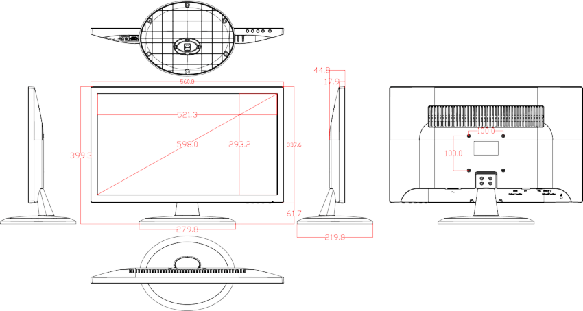 Wymiary monitora HIKVISION DS-D5024FC