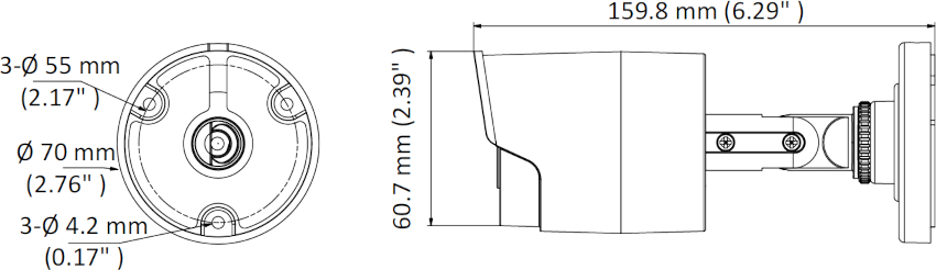 Wymiary kamery HIKVISION DS-2CE17U8T-IT